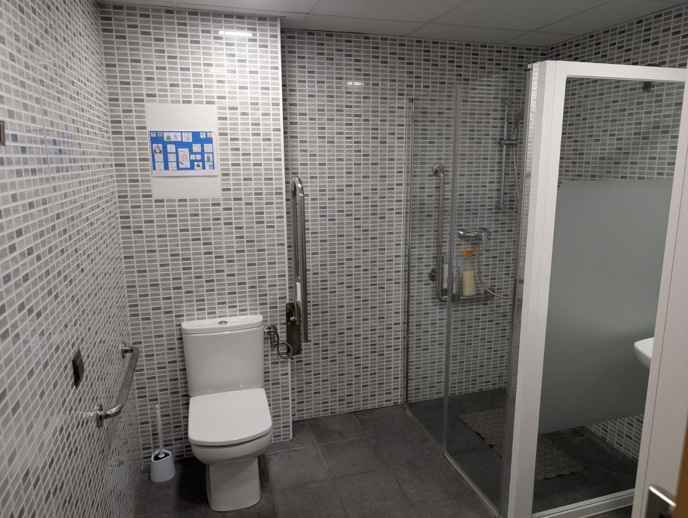 Bany adaptat de la Llar, amb barres de suport i dutxa accessible